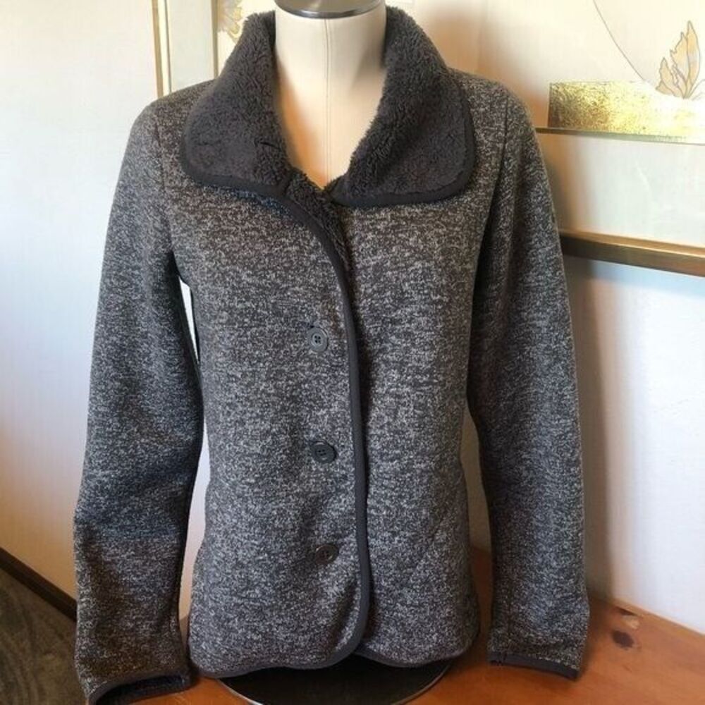 Columbia Sportswear Gray and White XS Knit Fleece Lined Button Down Sweater Coat
